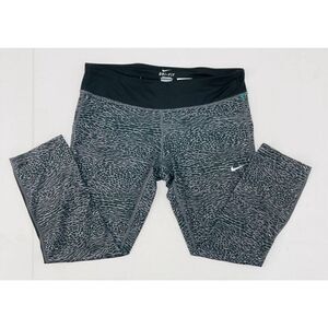 Nike Dri-Fit Gray Leopard Athletic Crop Running Leggings Womens Size Large L 729